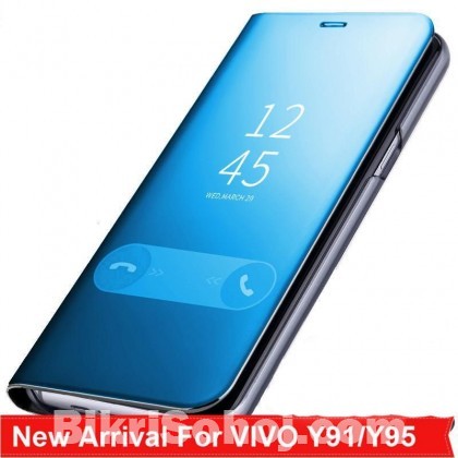 Vivo Y95 Mirror Clear View Flip Case Blue